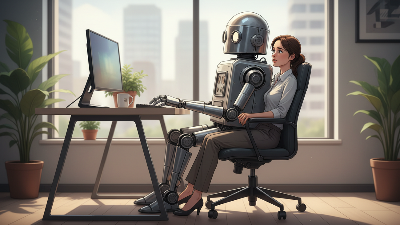 El presente del trabajo: un robot compite por la silla de una humana.